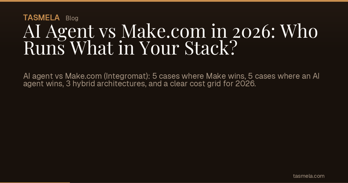 AI Agent vs Make.com in 2026: Who Runs What in Your Stack?