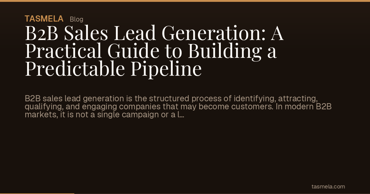 B2B Sales Lead Generation: A Practical Guide to Building a Predictable Pipeline