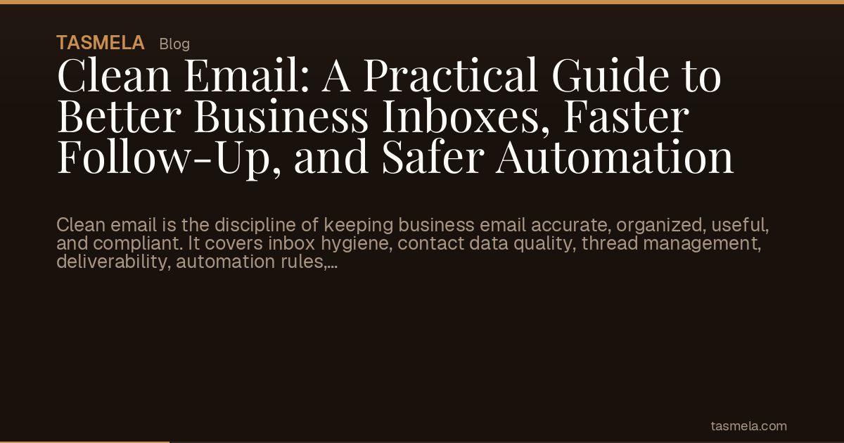 Clean Email: A Practical Guide to Better Business Inboxes, Faster Follow-Up, and Safer Automation