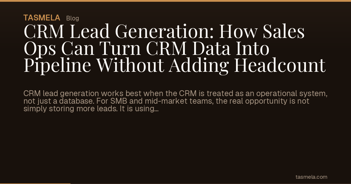 CRM Lead Generation: How Sales Ops Can Turn CRM Data Into Pipeline Without Adding Headcount