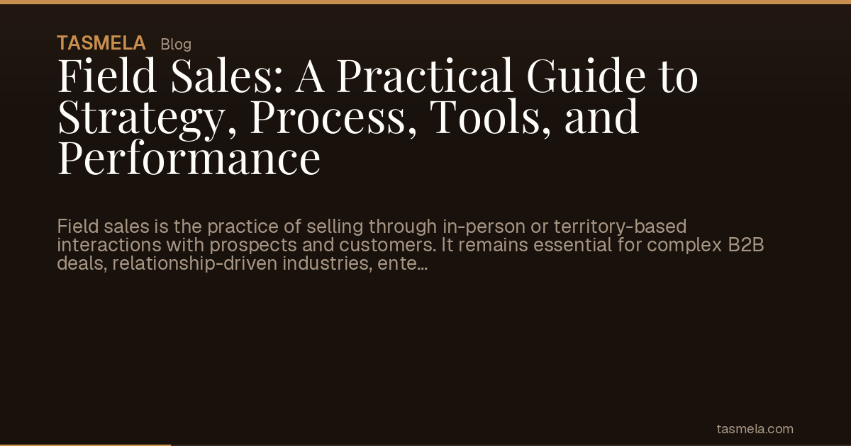 Field Sales: A Practical Guide to Strategy, Process, Tools, and Performance