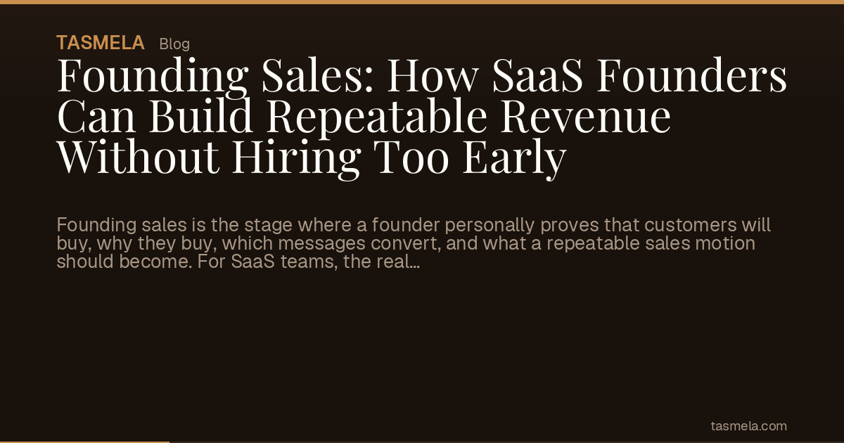 Founding Sales: How SaaS Founders Can Build Repeatable Revenue Without Hiring Too Early