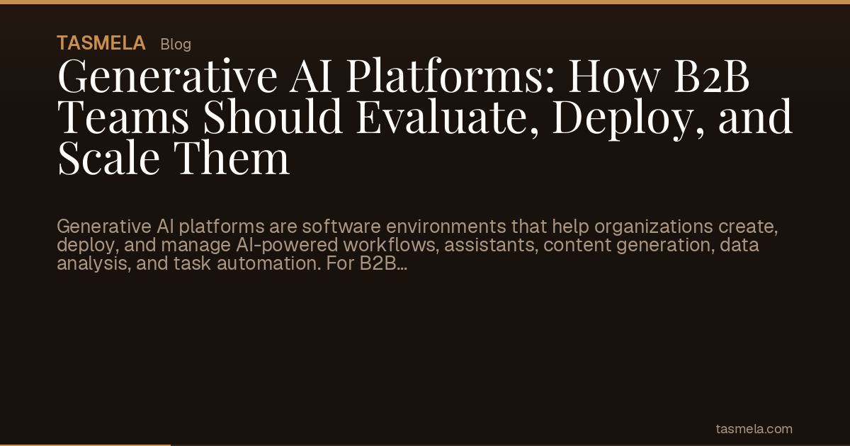 Generative AI Platforms: How B2B Teams Should Evaluate, Deploy, and Scale Them