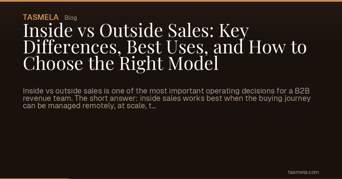 Inside vs Outside Sales: Key Differences, Best Uses, and How to Choose the Right Model
