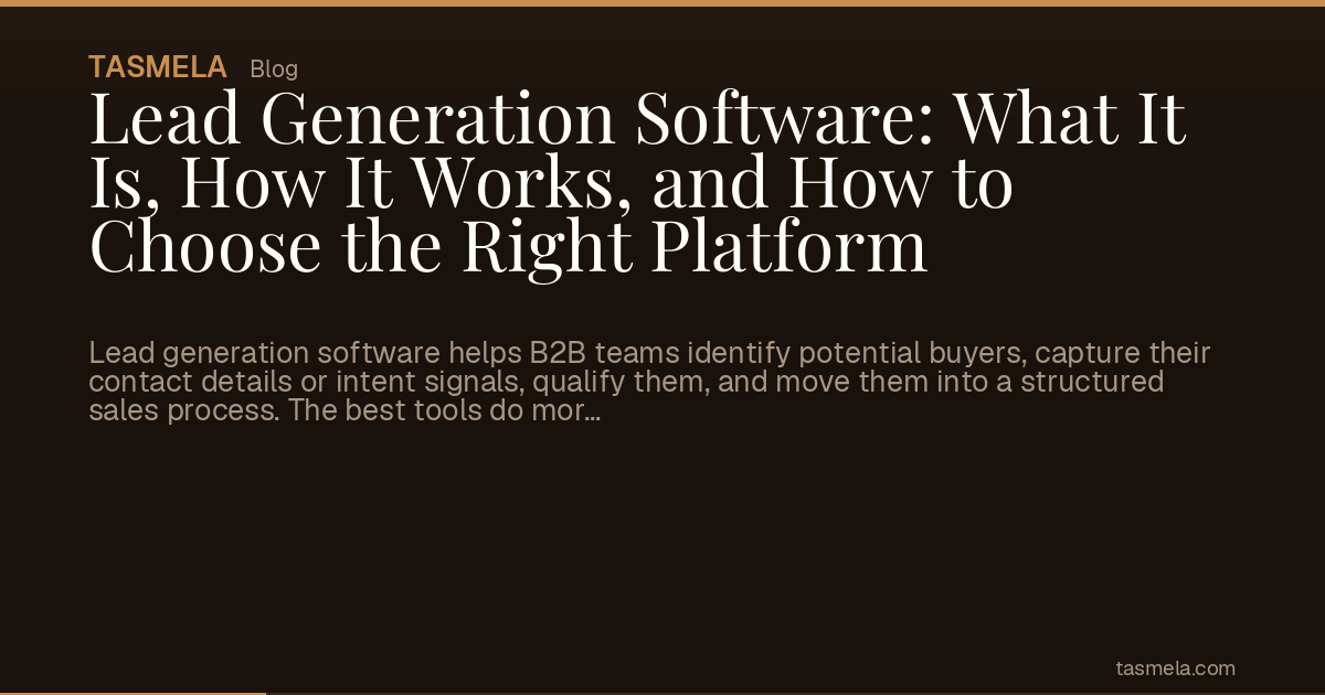 Lead Generation Software: What It Is, How It Works, and How to Choose the Right Platform