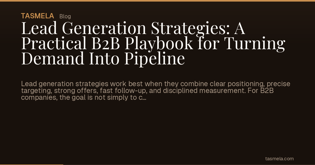 Lead Generation Strategies: A Practical B2B Playbook for Turning Demand Into Pipeline