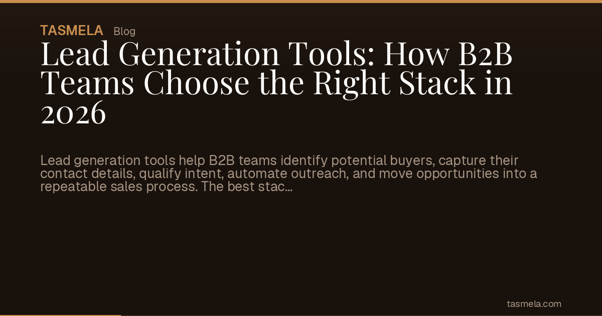 Lead Generation Tools: How B2B Teams Choose the Right Stack in 2026