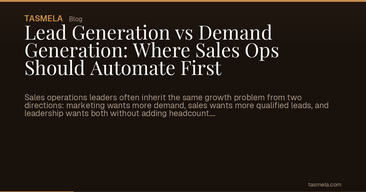 Lead Generation vs Demand Generation: Where Sales Ops Should Automate First