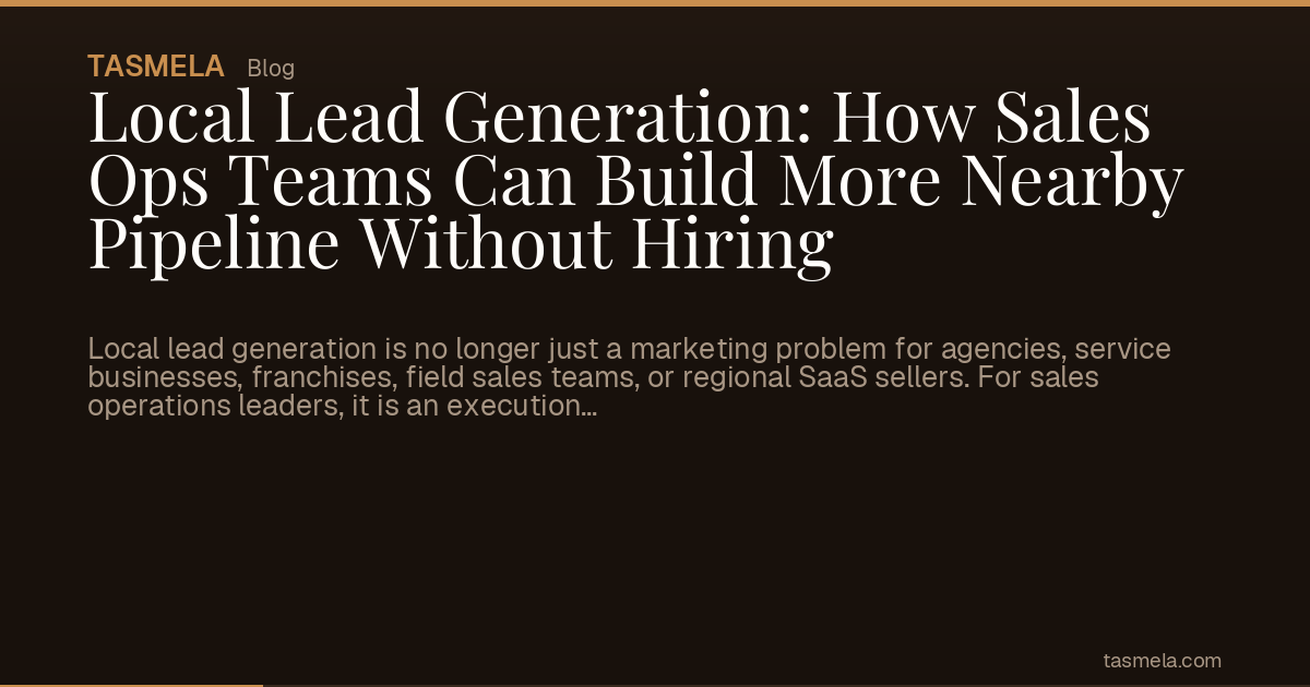 Local Lead Generation: How Sales Ops Teams Can Build More Nearby Pipeline Without Hiring