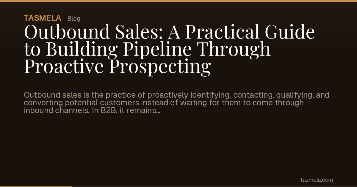 Outbound Sales: A Practical Guide to Building Pipeline Through Proactive Prospecting