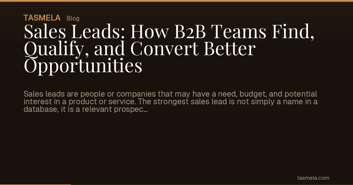 Sales Leads: How B2B Teams Find, Qualify, and Convert Better Opportunities