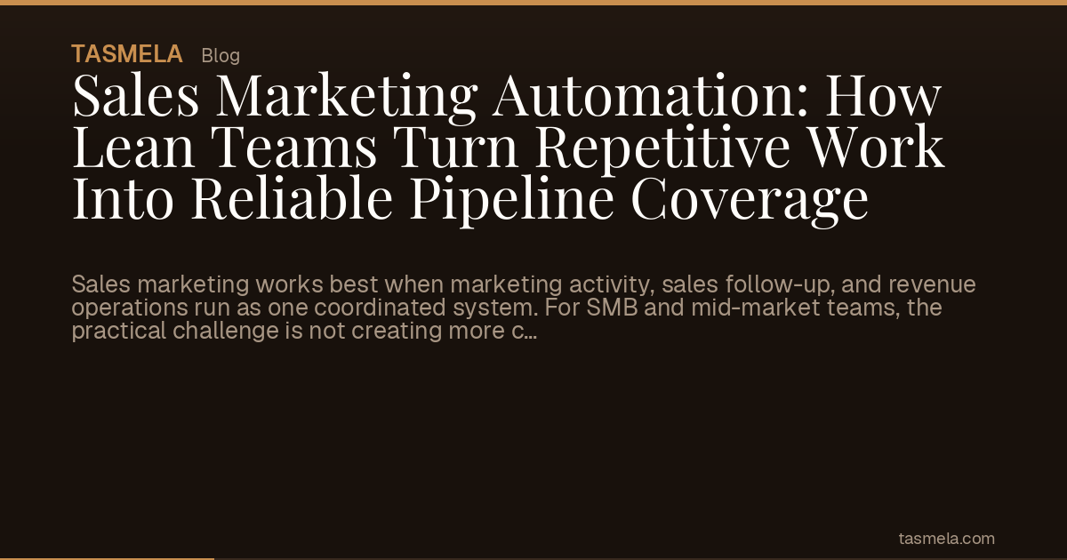 Sales Marketing Automation: How Lean Teams Turn Repetitive Work Into Reliable Pipeline Coverage