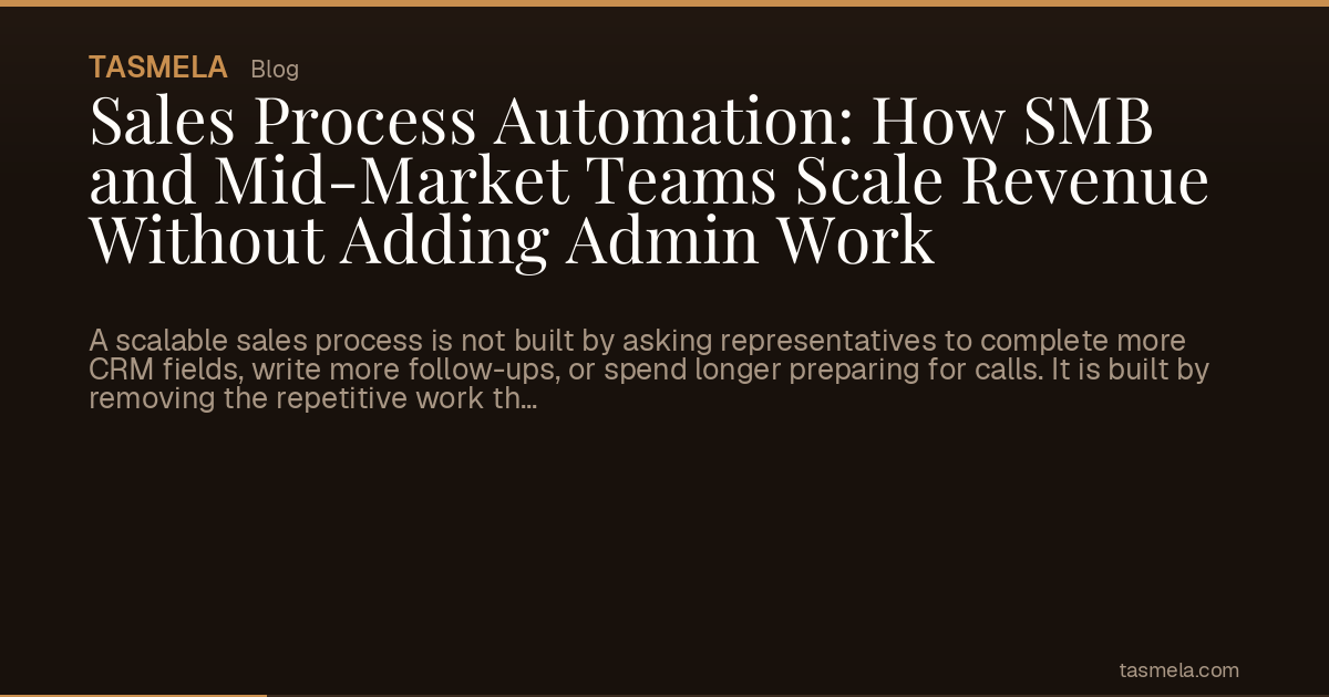 Sales Process Automation: How SMB and Mid-Market Teams Scale Revenue Without Adding Admin Work