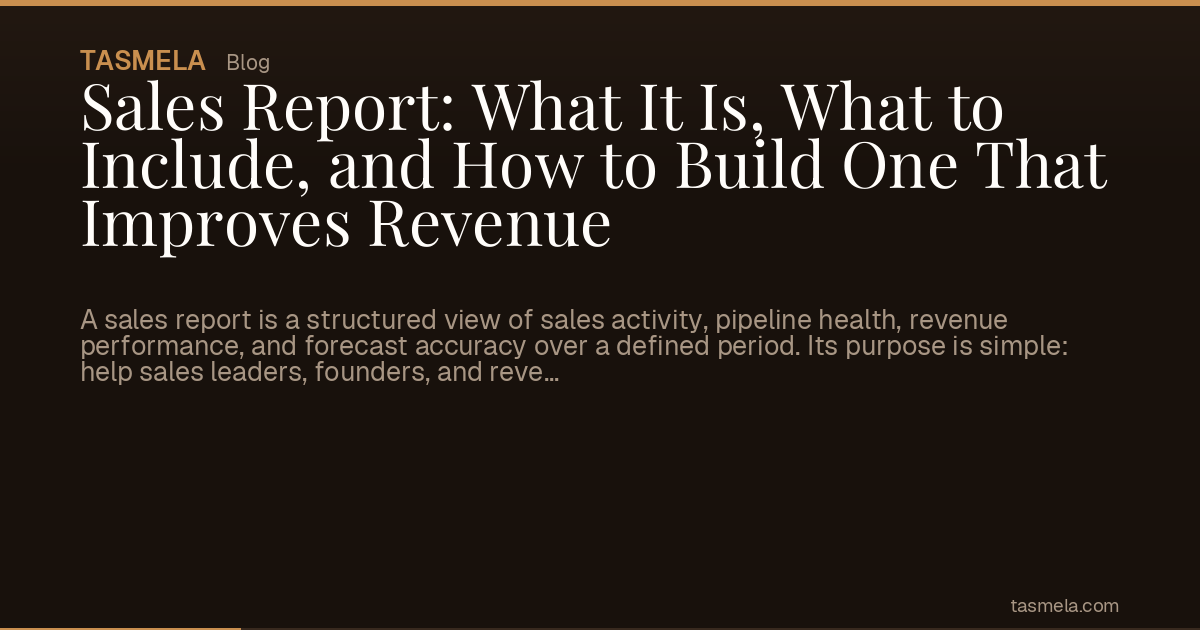 Sales Report: What It Is, What to Include, and How to Build One That Improves Revenue