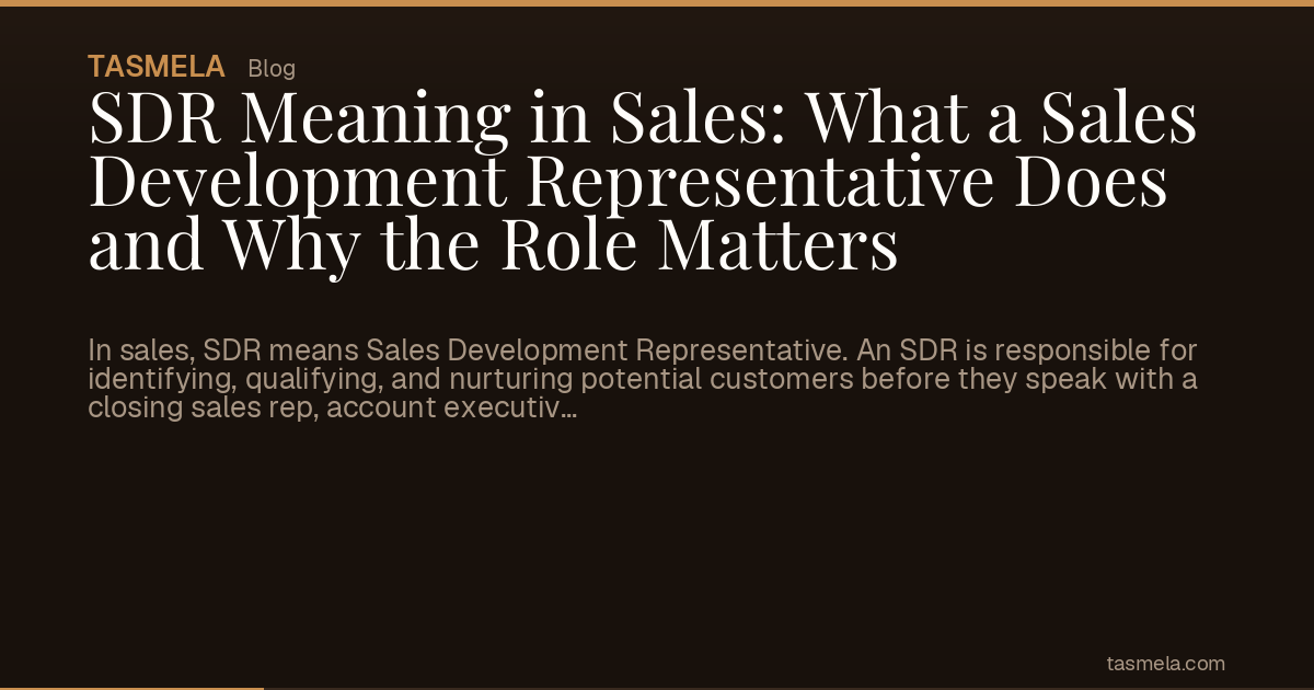 SDR Meaning in Sales: What a Sales Development Representative Does and Why the Role Matters
