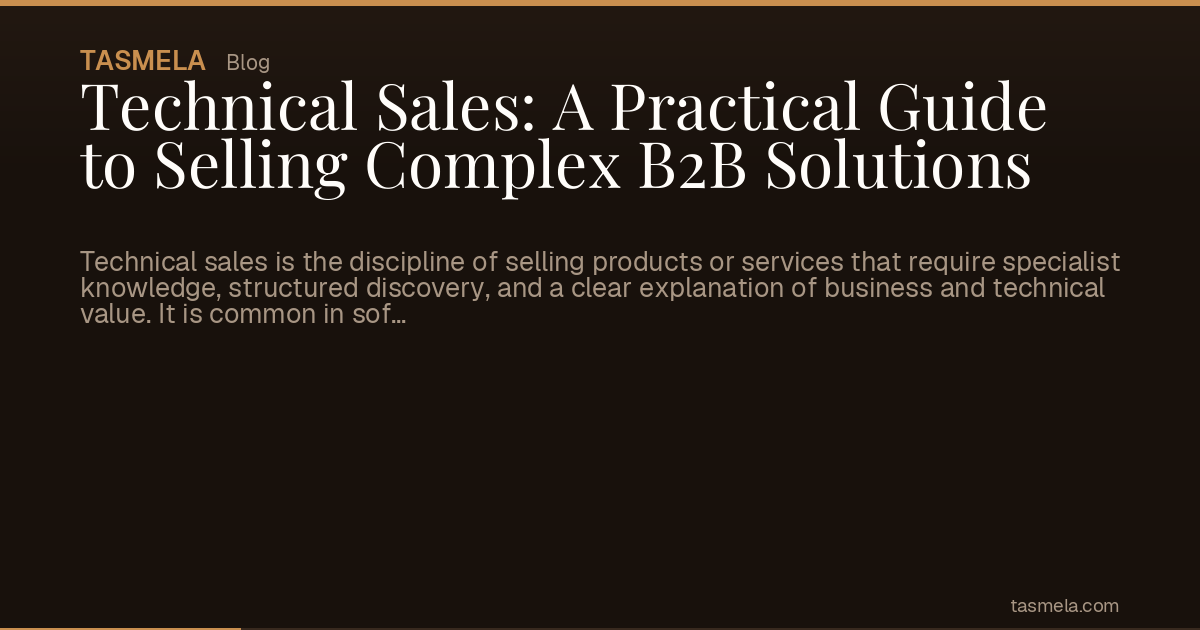 Technical Sales: A Practical Guide to Selling Complex B2B Solutions
