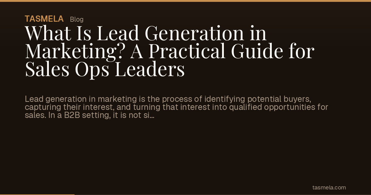 What Is Lead Generation in Marketing? A Practical Guide for Sales Ops Leaders