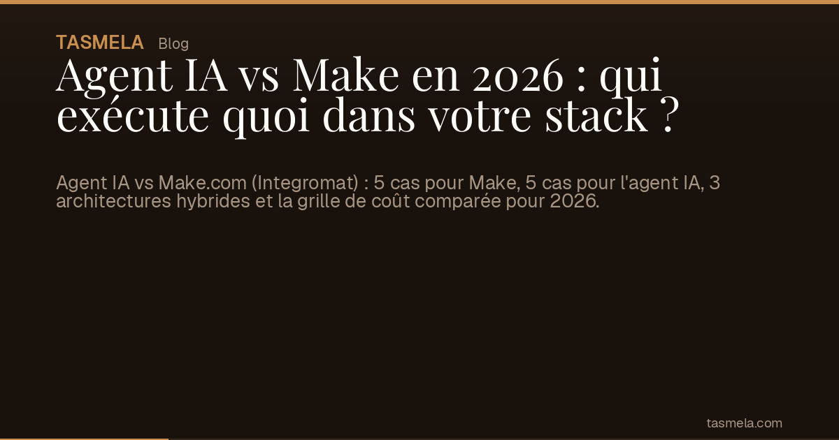 Agent IA vs Make en 2026 : qui exécute quoi dans votre stack ?