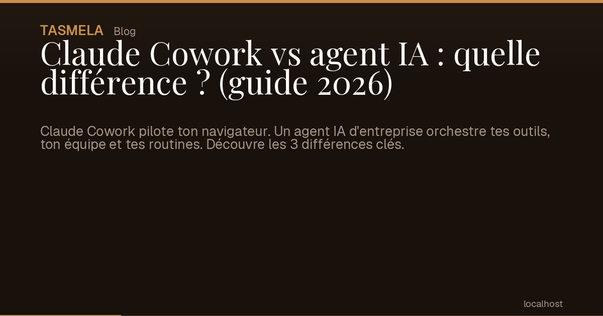 Claude Cowork vs agent IA : quelle différence ? (guide 2026)