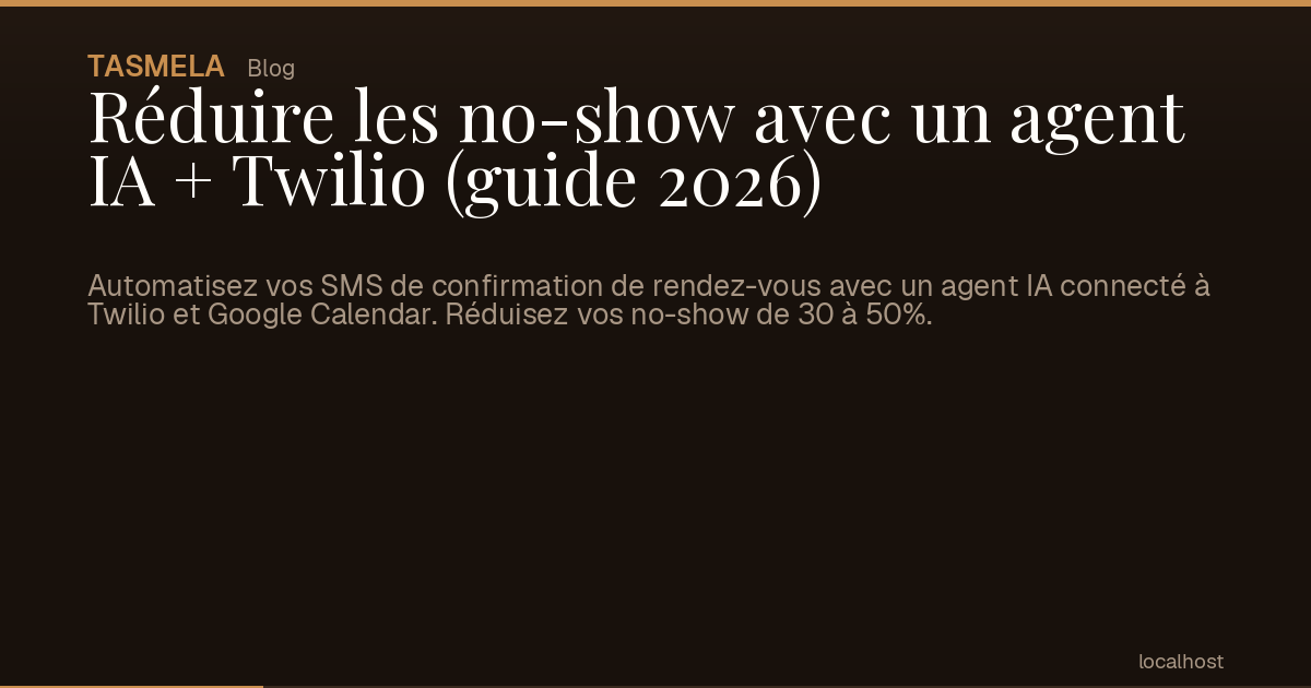 Réduire les no-show avec un agent IA + Twilio (guide 2026)